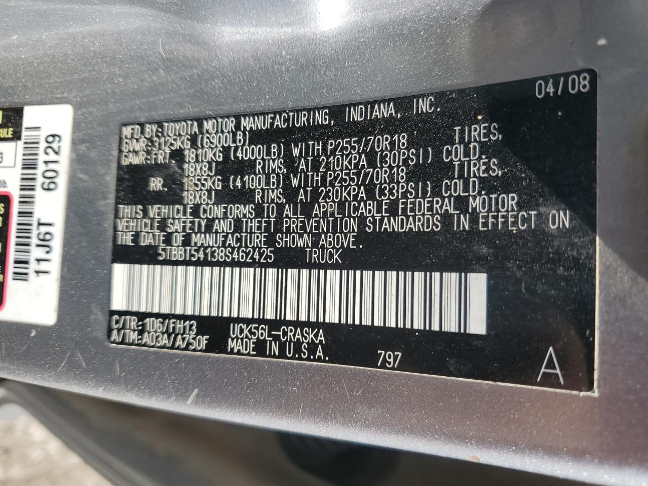 Lot #3259529105 2008 TOYOTA TUNDRA DOU