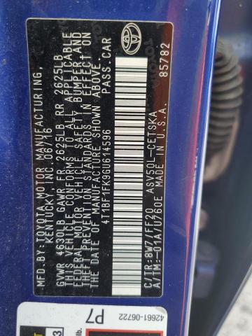 2016 TOYOTA CAMRY LE 4T1BF1FK9GU614596