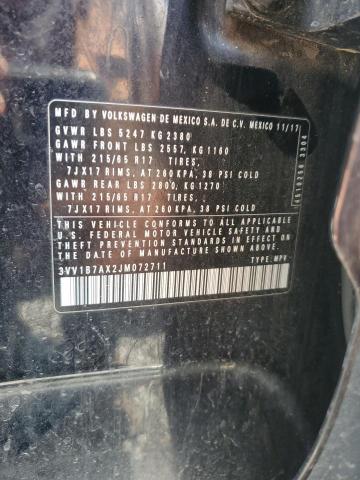 2018 VOLKSWAGEN TIGUAN S 3VV1B7AX2JM072711