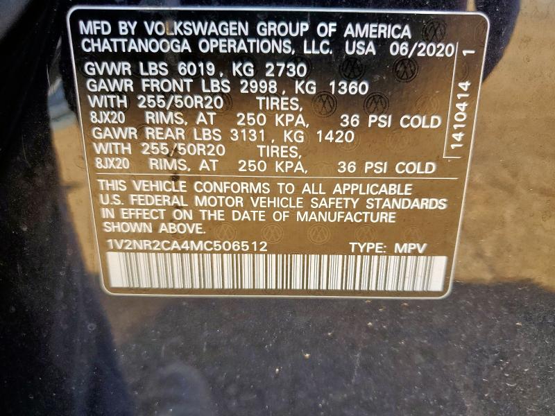2021 VOLKSWAGEN ATLAS SE 1V2NR2CA4MC506512