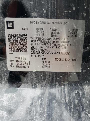 2019 CHEVROLET TAHOE K150 1GNSKBKC6KR331032