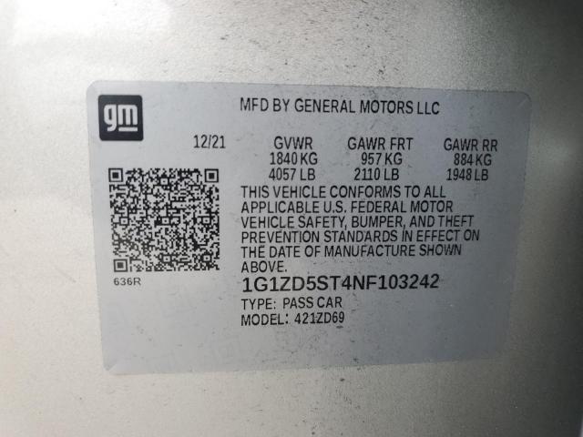 2022 CHEVROLET MALIBU LT 1G1ZD5ST4NF103242
