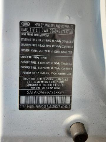 2015 LAND ROVER LR4 HSE LU SALAK2V66FA748870