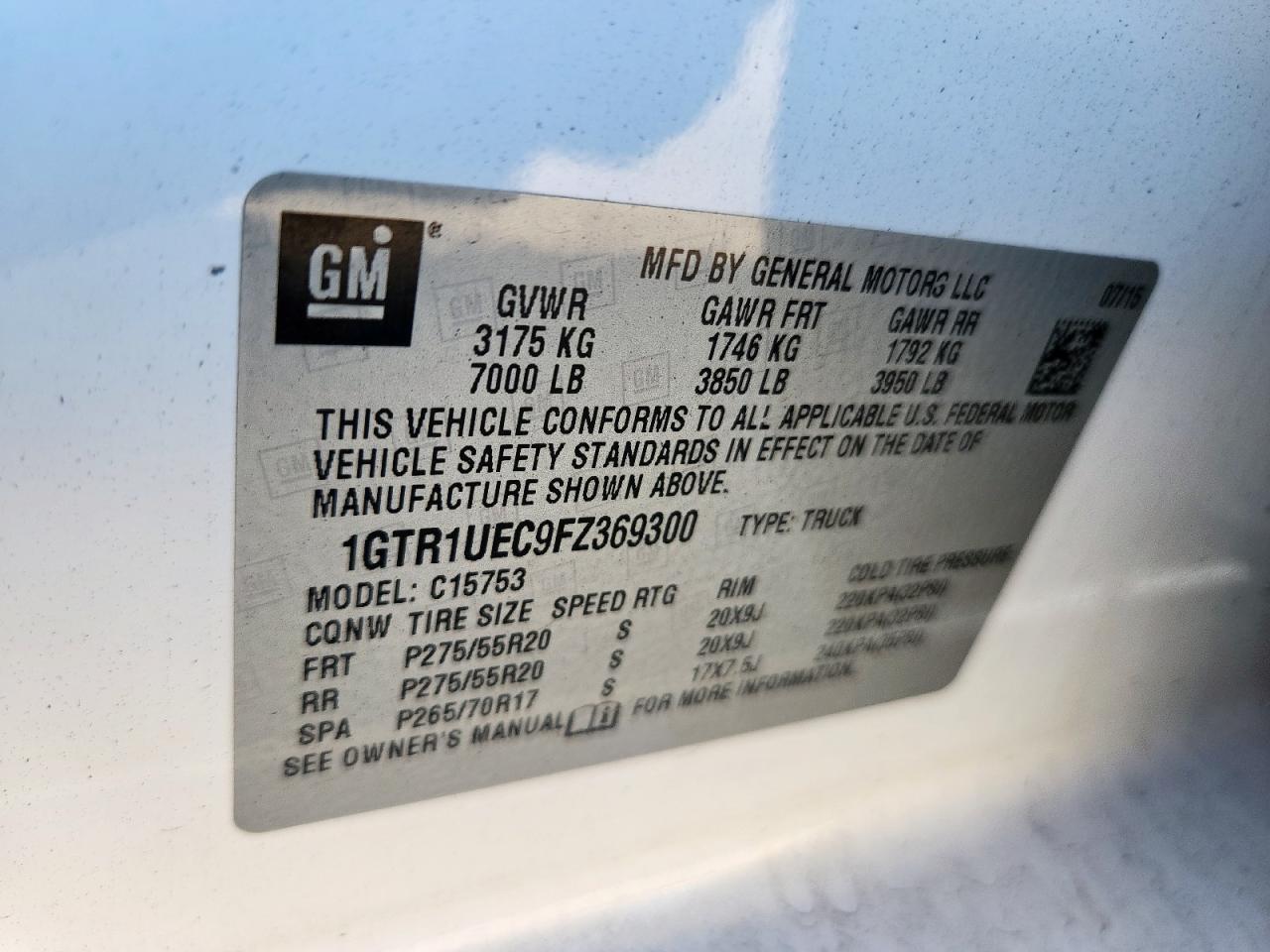 Lot #3311451273 2015 GMC SIERRA SLE