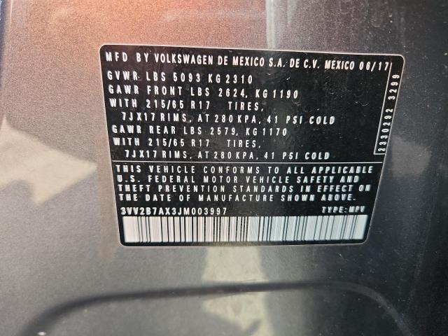 2018 VOLKSWAGEN TIGUAN SE 3VV2B7AX3JM003997