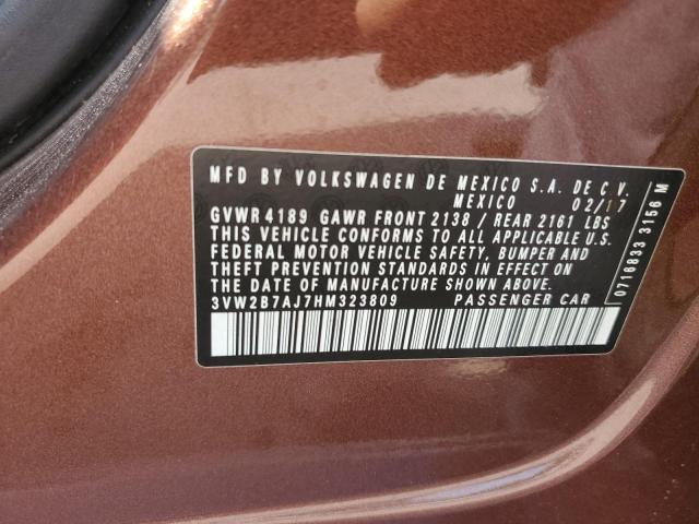 2017 VOLKSWAGEN JETTA S 3VW2B7AJ7HM323809