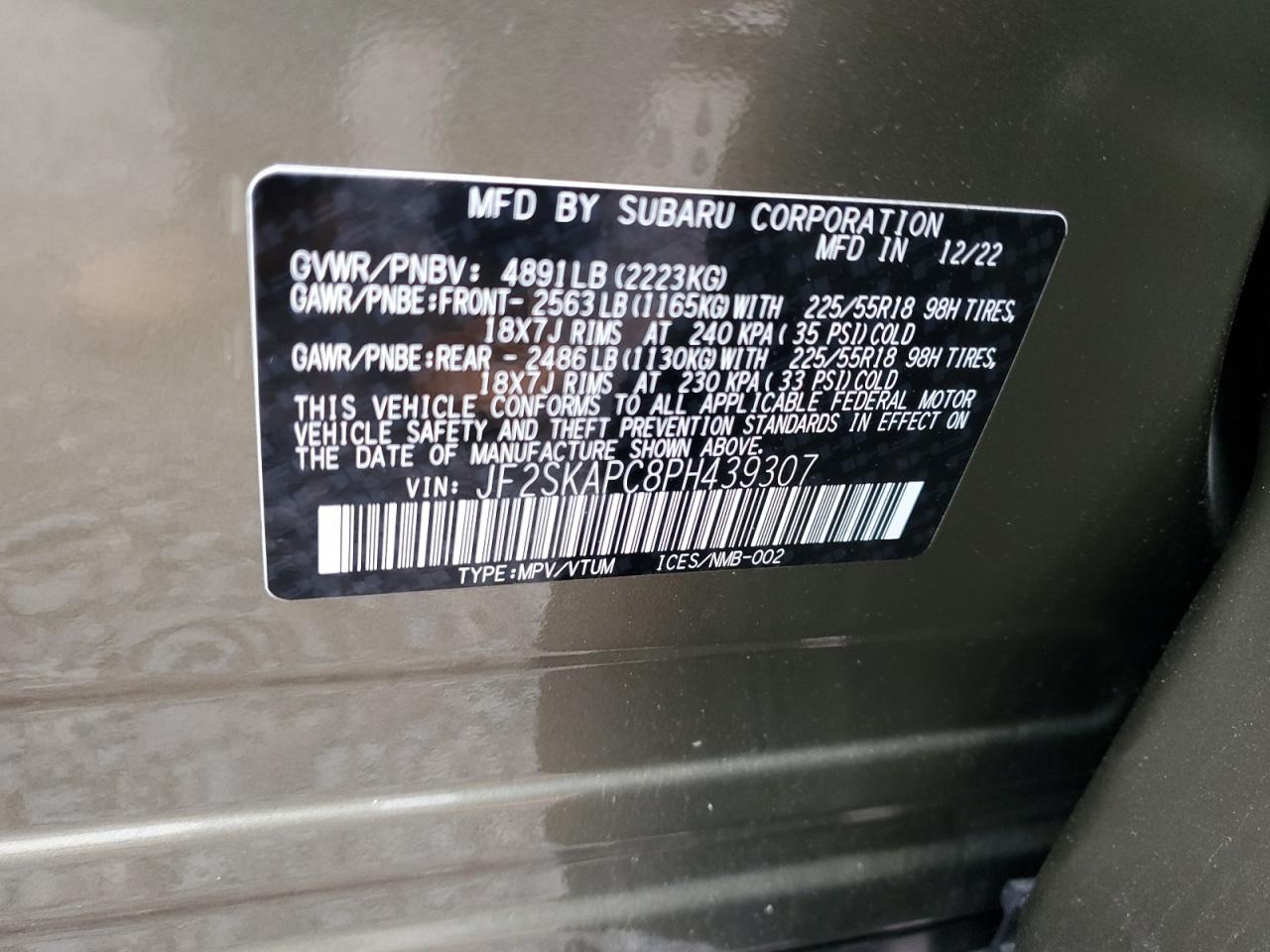 Lot #3310372965 2023 SUBARU FORESTER L