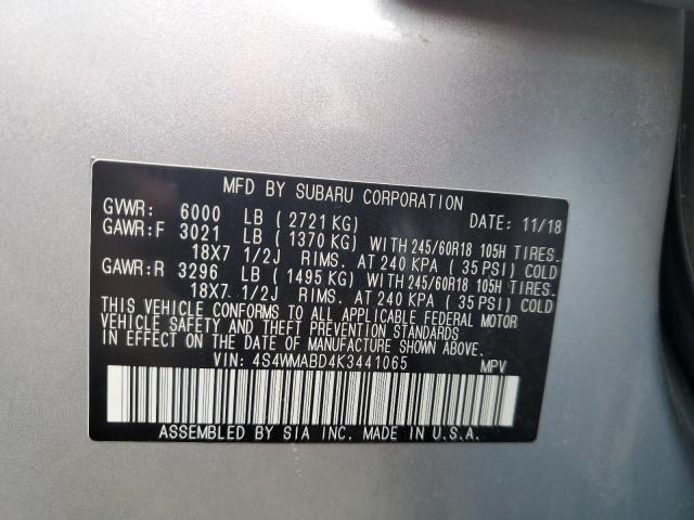 2019 SUBARU ASCENT PREMIUM 4S4WMABD4K3441065