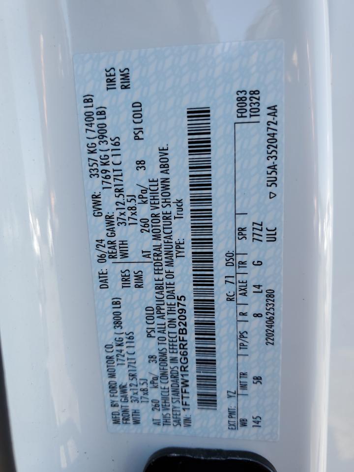 Lot #3318185944 2024 FORD F150 RAPTOR