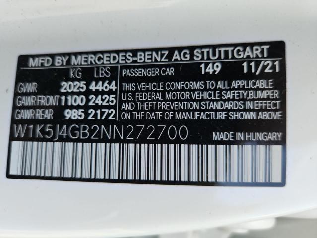 2022 MERCEDES-BENZ CLA 250 W1K5J4GB2NN272700