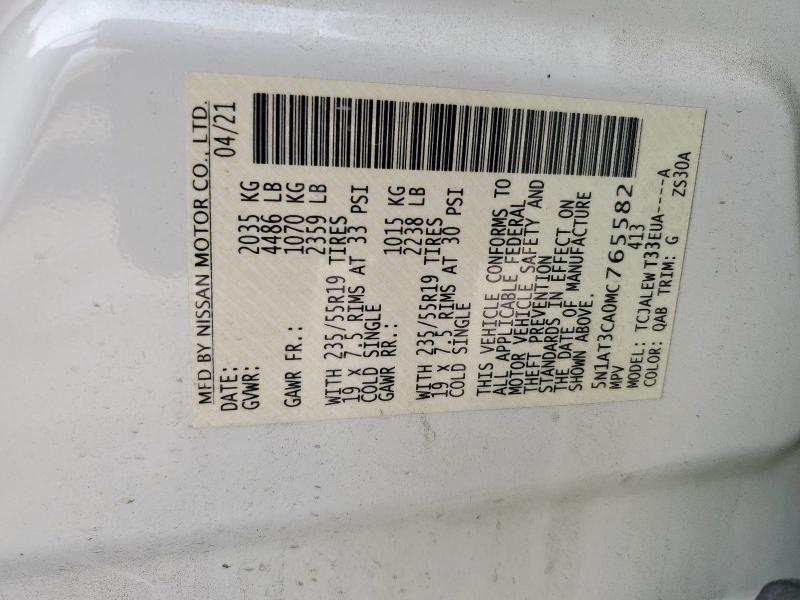 2021 NISSAN ROGUE SL 5N1AT3CA0MC765582