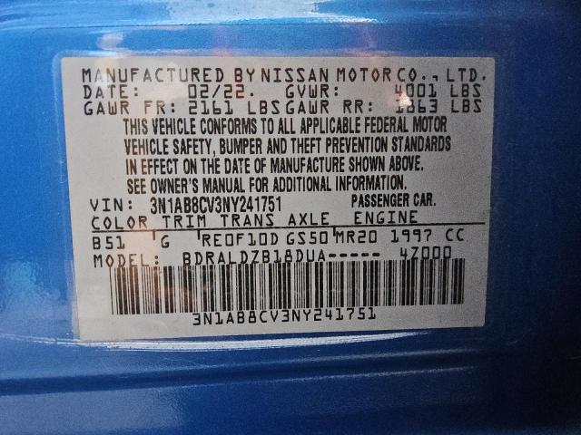 2022 NISSAN SENTRA SV 3N1AB8CV3NY241751