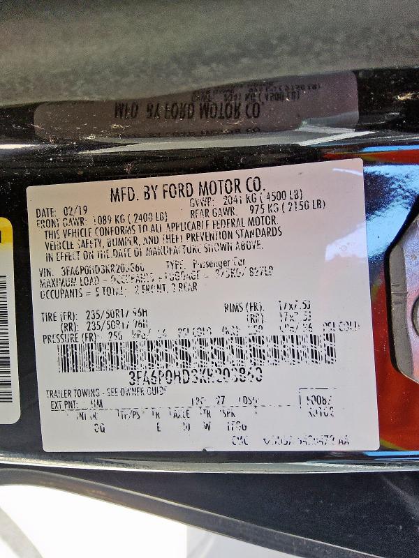 2019 FORD FUSION SE - 3FA6P0HD3KR203860