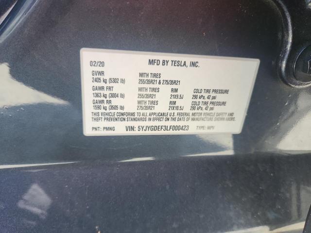 2020 TESLA MODEL Y 5YJYGDEF3LF000423