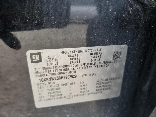 2017 GMC ACADIA SLT 1GKKNWLS8HZ202929