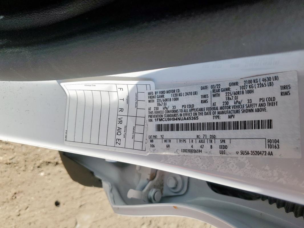 2022 FORD ESCAPE SEL #3291620267