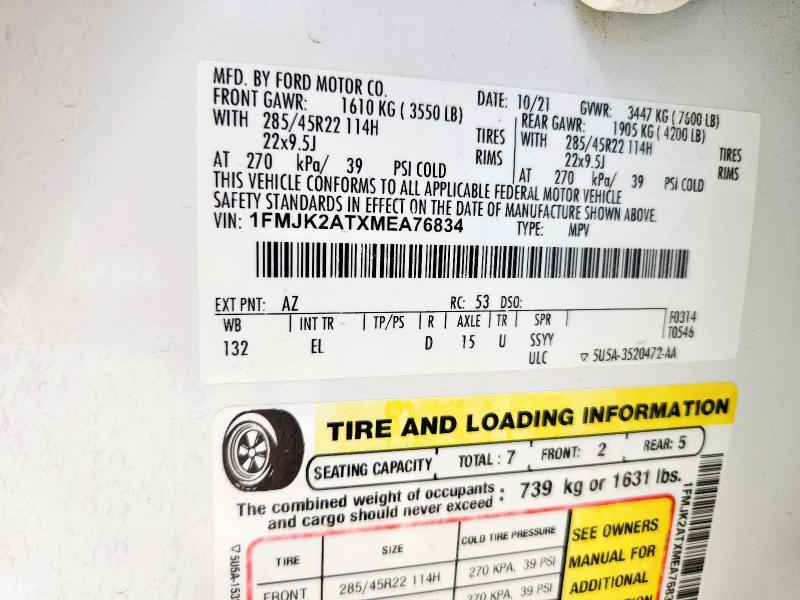 2021 FORD EXPEDITION 1FMJK2ATXMEA76834