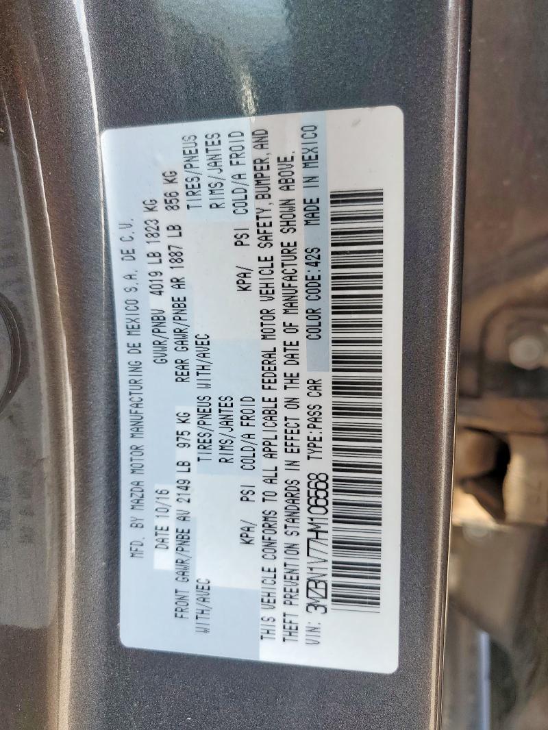 2017 MAZDA 3 TOURING 3MZBN1V77HM106568