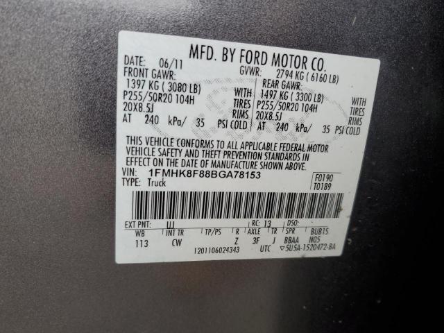 2011 FORD EXPLORER L - 1FMHK8F88BGA78153