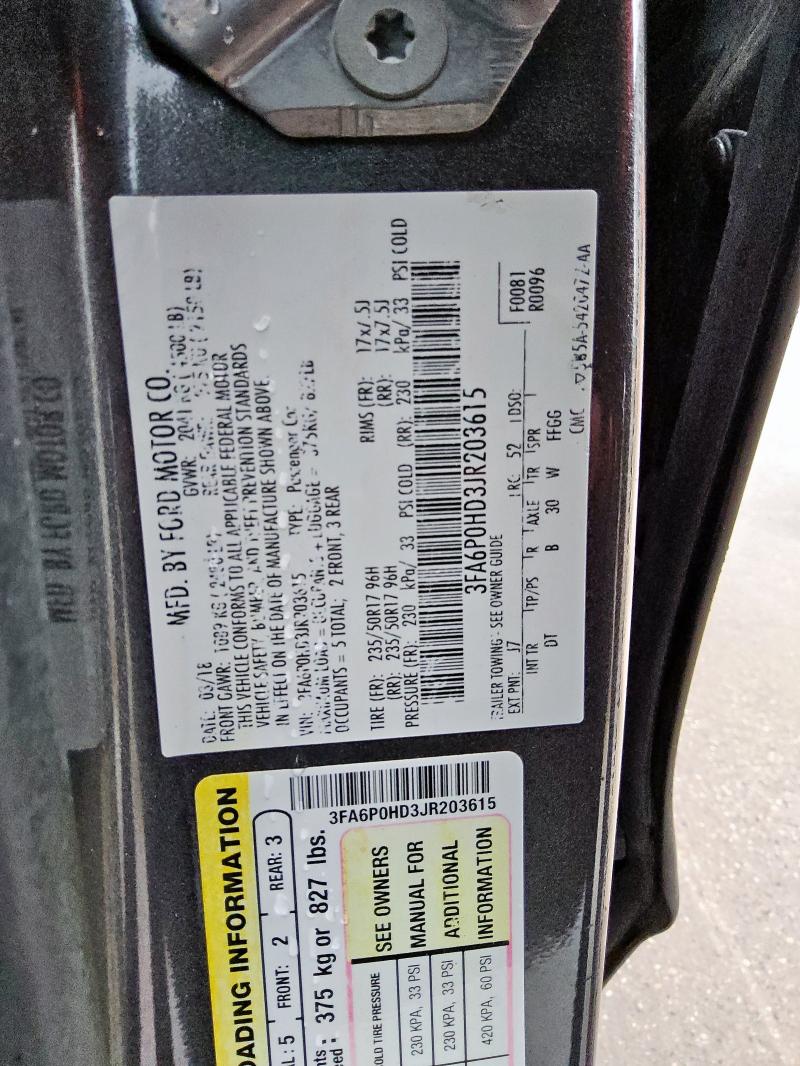 2018 FORD FUSION SE - 3FA6P0HD3JR203615