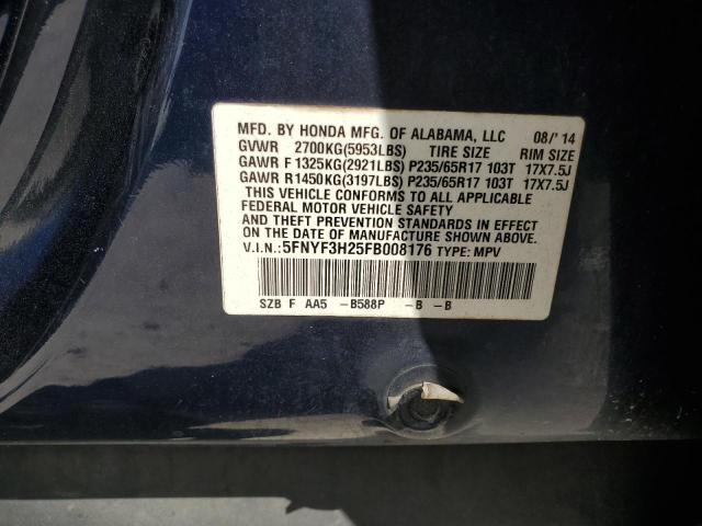 2015 HONDA PILOT LX 5FNYF3H25FB008176