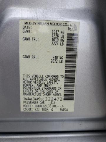 2018 NISSAN ALTIMA 2.5 1N4AL3AP0JC222472