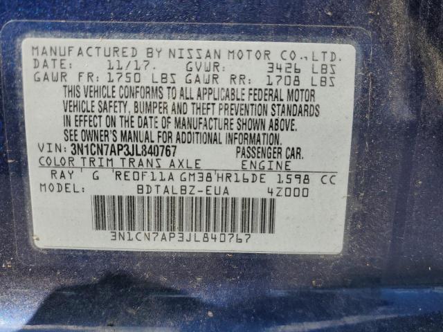 2018 NISSAN VERSA S 3N1CN7AP3JL840767