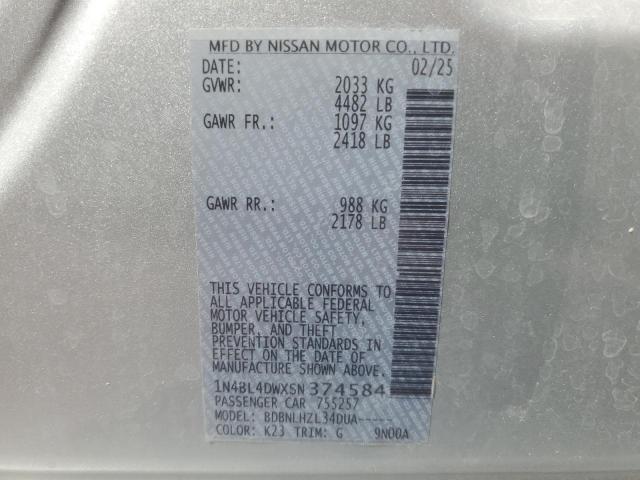 2025 NISSAN ALTIMA SV 1N4BL4DWXSN374584