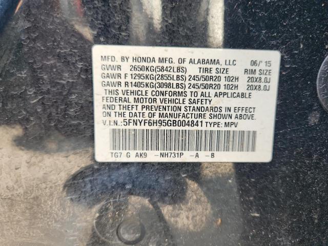 2016 HONDA PILOT TOURING 5FNYF6H95GB004841