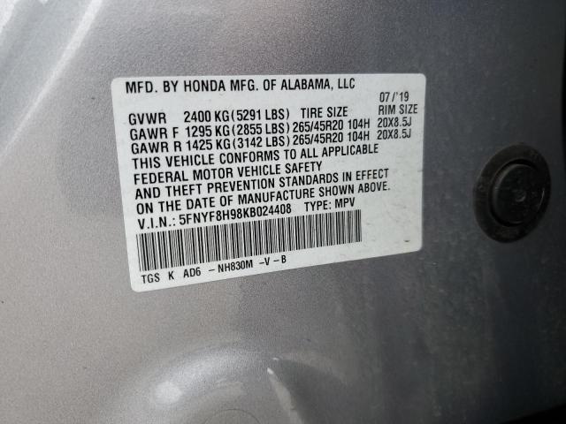 2019 HONDA PASSPORT TOURING 5FNYF8H98KB024408