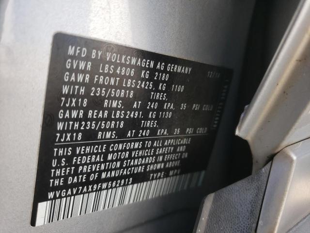 2015 VOLKSWAGEN TIGUAN S WVGAV7AX9FW562913