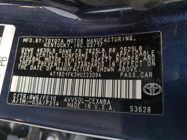 2017 TOYOTA CAMRY HYBRID 4T1BD1FK3HU223094