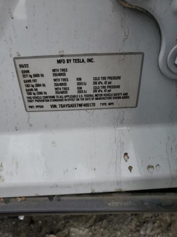 2022 TESLA MODEL Y 7SAYGAEE7NF465170