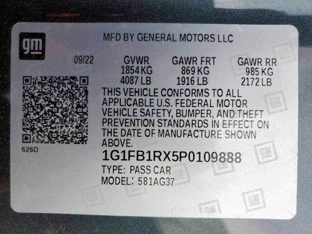 2023 CHEVROLET CAMARO LS 1G1FB1RX5P0109888