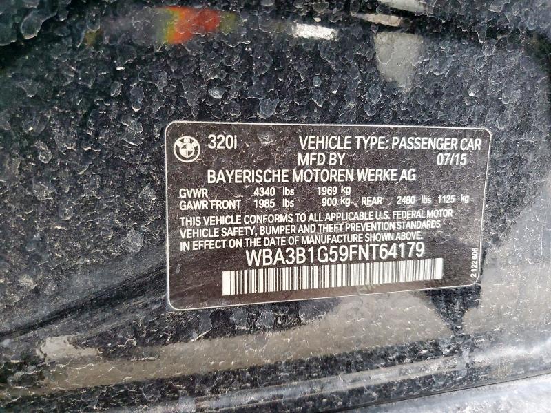 2015 BMW 320 I WBA3B1G59FNT64179
