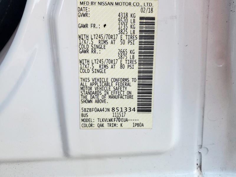 2018 NISSAN NV 3500 S 5BZBF0AA4JN851334