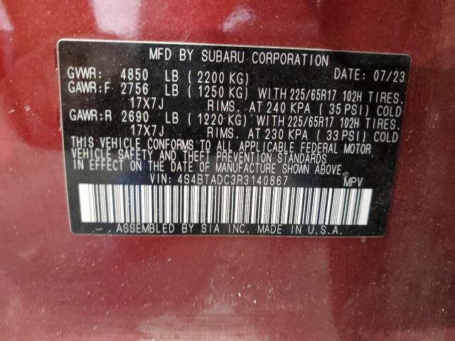2024 SUBARU OUTBACK PR 4S4BTADC3R3140867