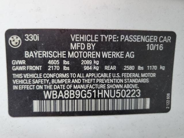 2017 BMW 330 I WBA8B9G51HNU50223