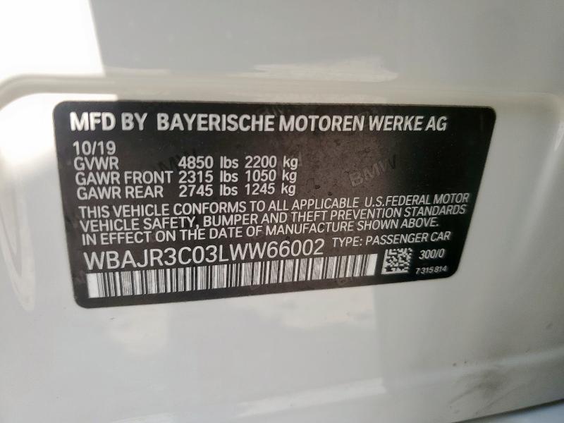 2020 BMW 530 I WBAJR3C03LWW66002