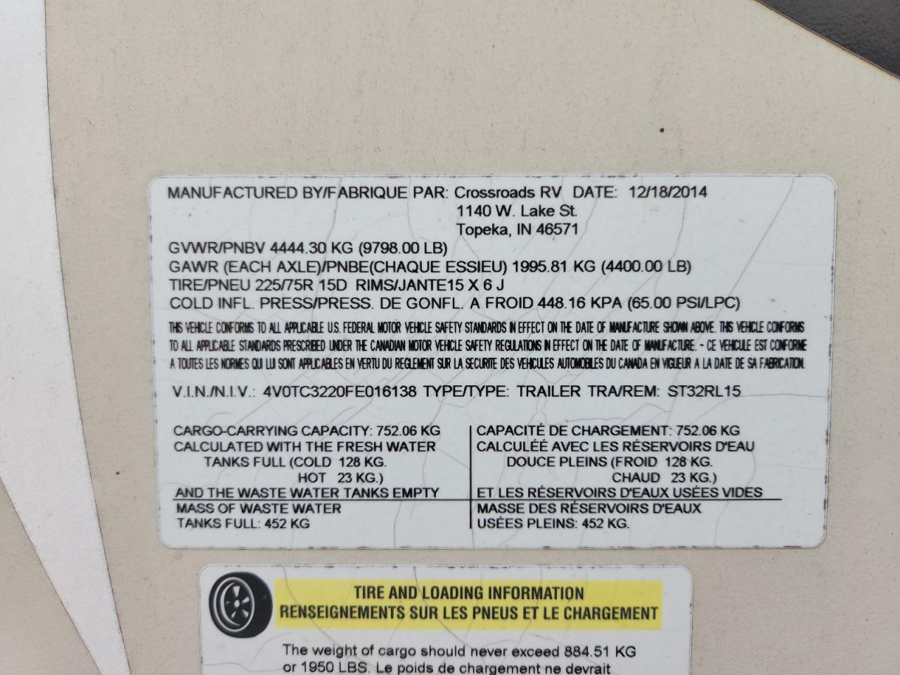 Lot #3282613870 2015 CROSSROADS SUNSET TRA