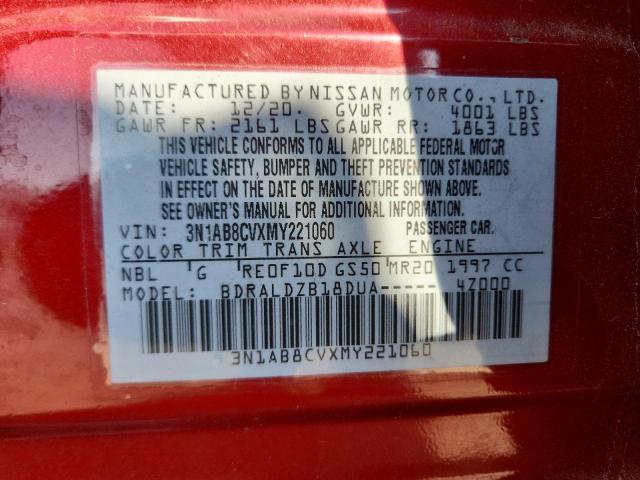 2021 NISSAN SENTRA SV 3N1AB8CVXMY221060