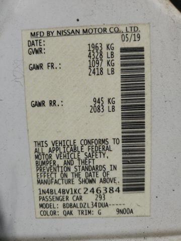 2019 NISSAN ALTIMA S - 1N4BL4BV1KC246384