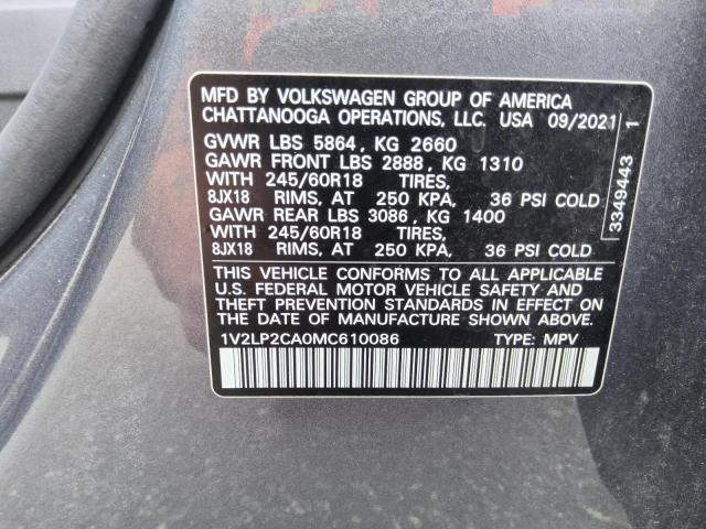 2021 VOLKSWAGEN ATLAS SE 1V2LP2CA0MC610086