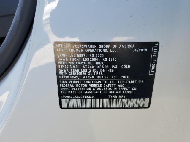 2018 VOLKSWAGEN ATLAS SEL PREMIUM 1V2NR2CA3JC568320