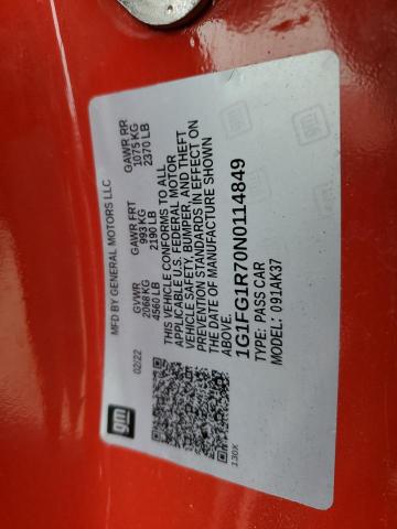 2022 CHEVROLET CAMARO SS 1G1FG1R70N0114849