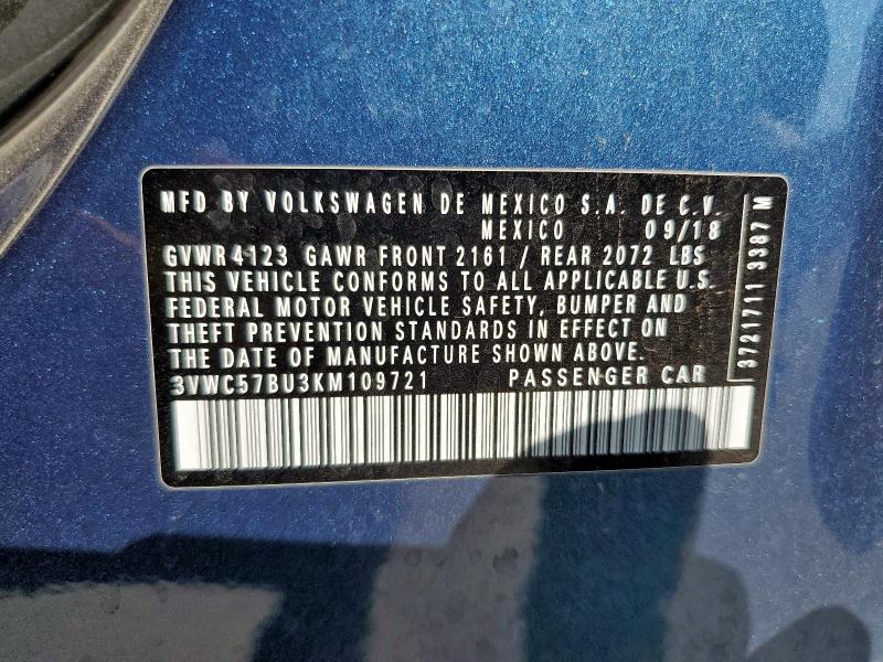 2019 VOLKSWAGEN JETTA S 3VWC57BU3KM109721