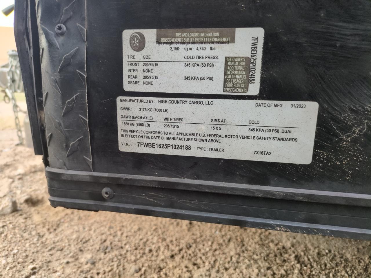 Lot #3284148533 2023 HIGH COUNTRY UTILITY TRAILER <= 12 FT.