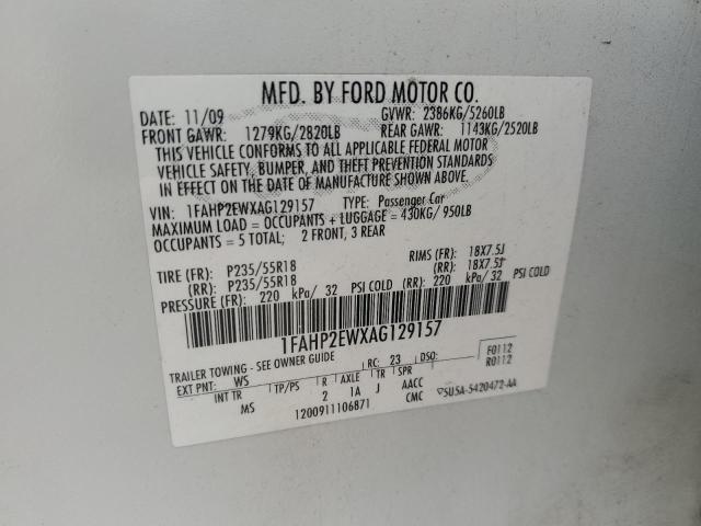 2010 FORD TAURUS SEL - 1FAHP2EWXAG129157