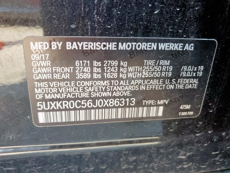 2018 BMW X5 XDRIVE3 5UXKR0C56J0X86313