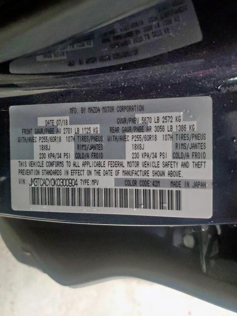 2019 MAZDA CX-9 TOURI - JM3TCACY0K0300904